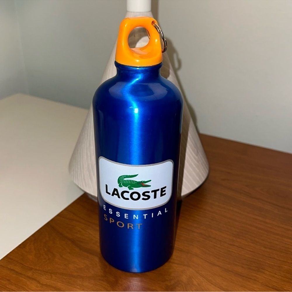 LACOSTE Royal Blue Orange Cap Stainless Steel Clip on Water Canteen Bottle
